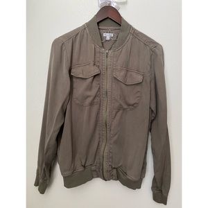Love, fire olive bomber jacket
